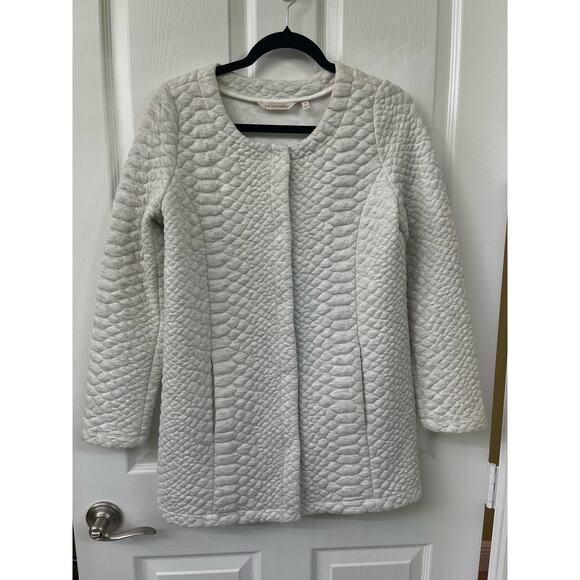 Soft surroundings Ivory Cream Snap Down Button Quilted Jacket XS S - Picture 1 of 8